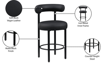 Swoon Black Vegan Leather Counter Stool