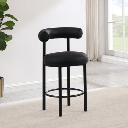 Swoon Black Vegan Leather Counter Stool