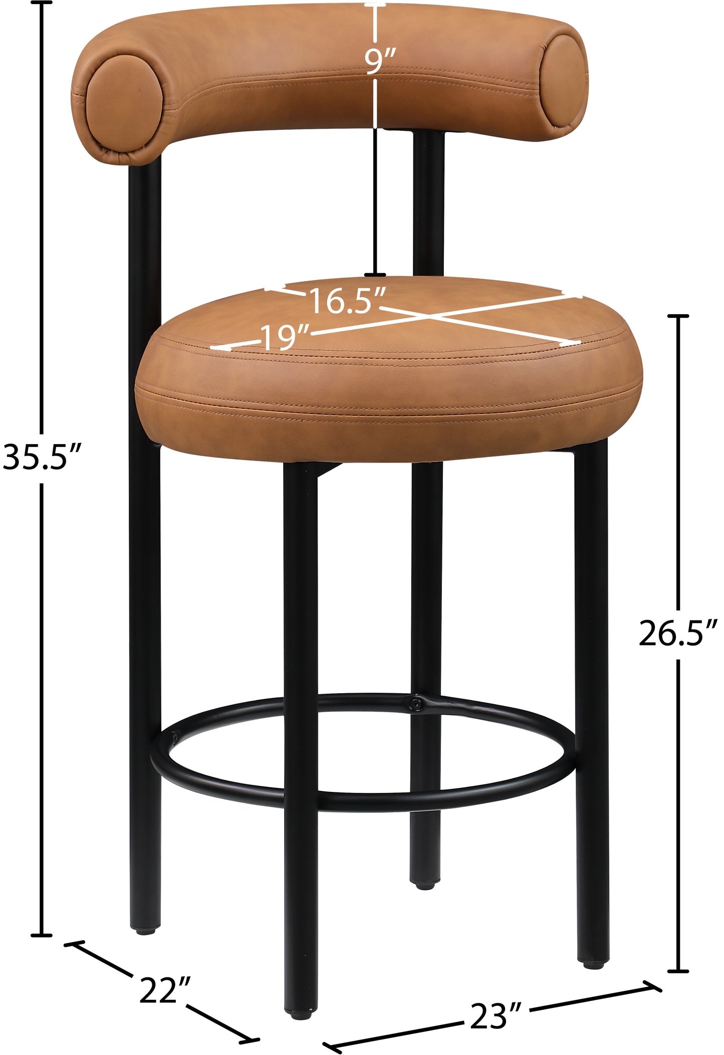 swoon cognac vegan leather counter stool