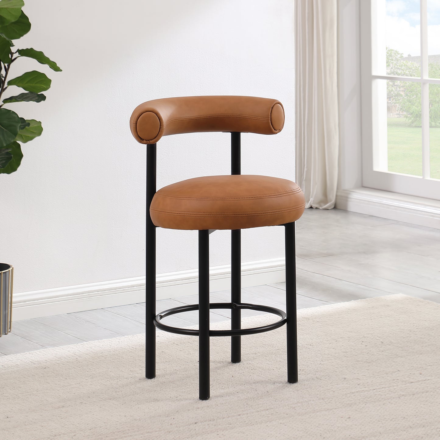 swoon cognac vegan leather counter stool