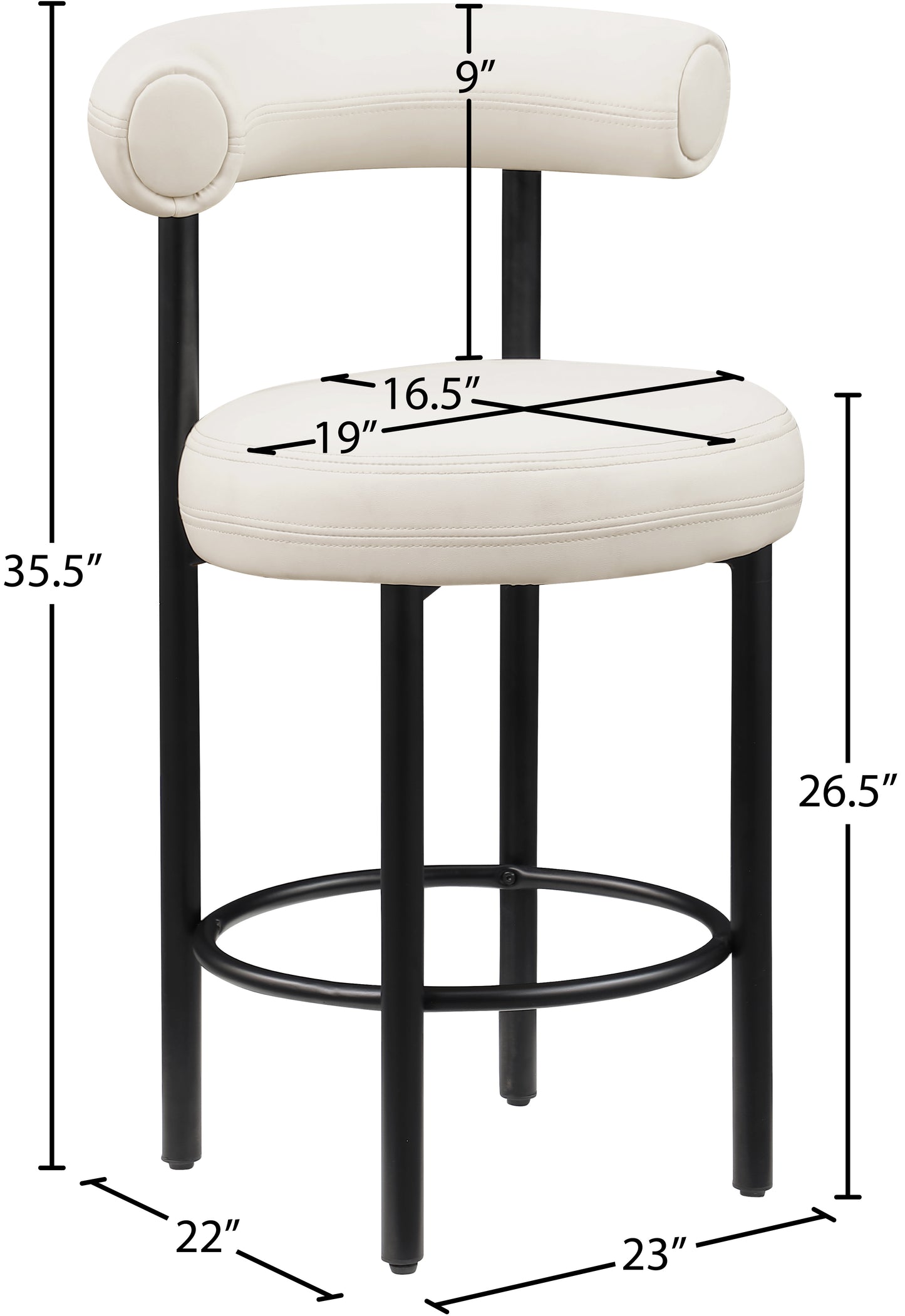 swoon cream vegan leather counter stool