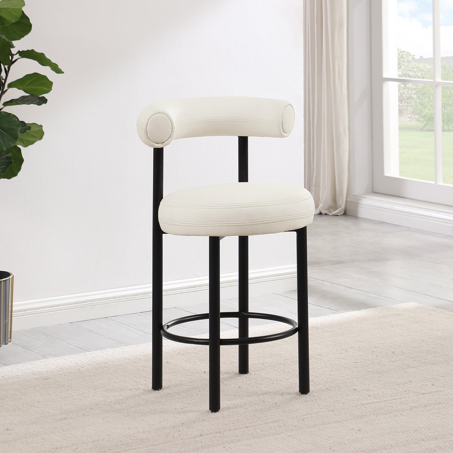 swoon cream vegan leather counter stool