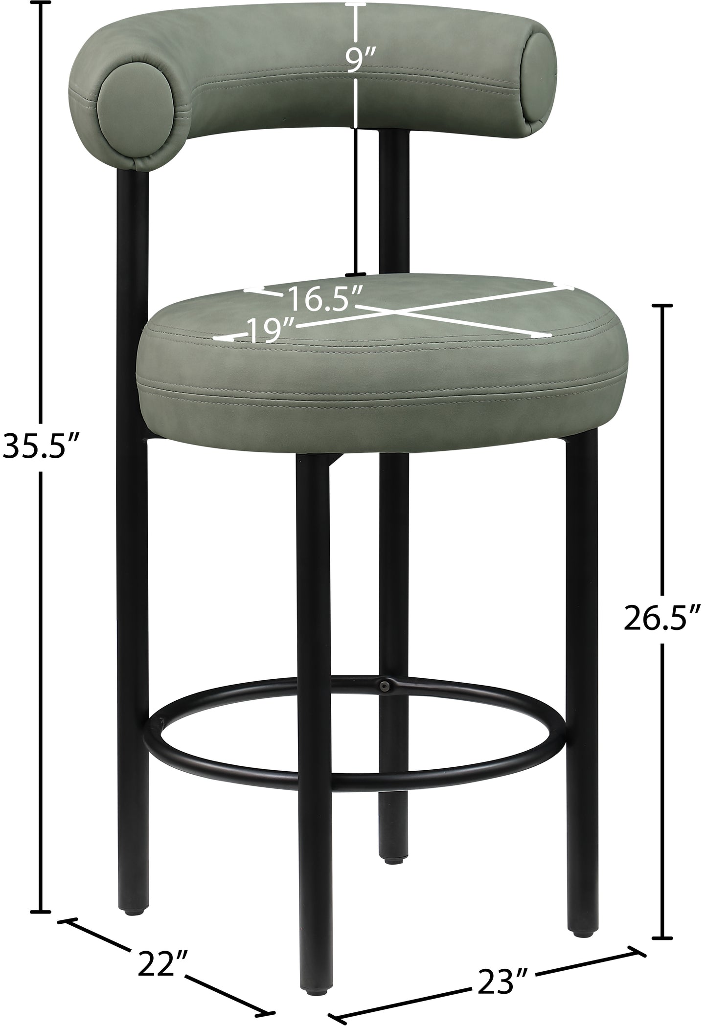 swoon green vegan leather counter stool