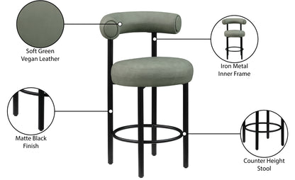 Swoon Green Vegan Leather Counter Stool