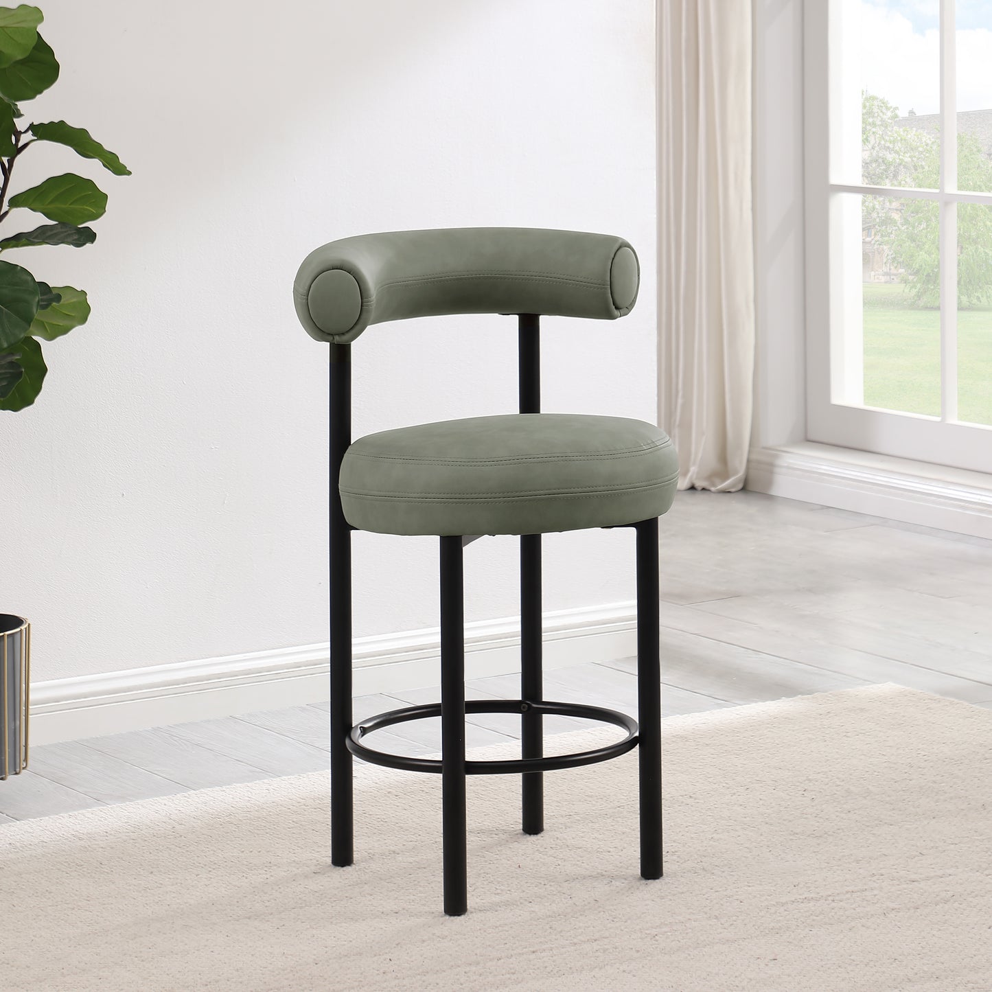 swoon green vegan leather counter stool