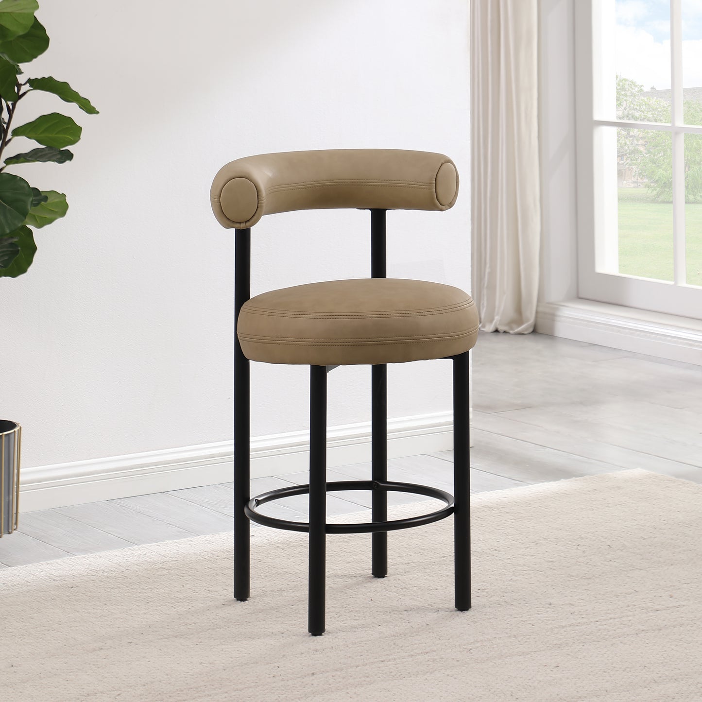 swoon tan vegan leather counter stool