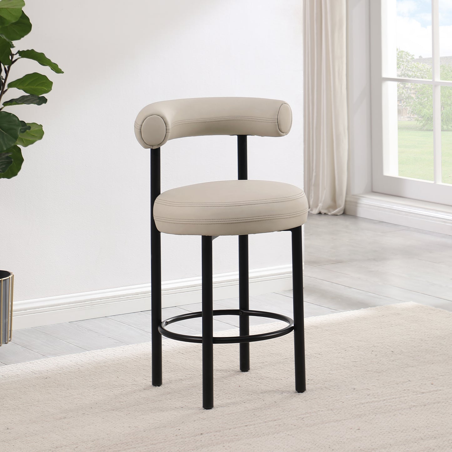 swoon taupe vegan leather counter stool