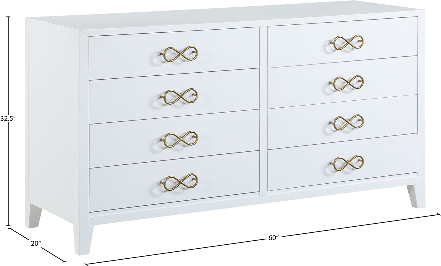 rhodes white / gold dresser d