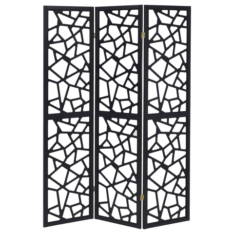 Mckellen 3-Panel Room Divider Folding Screen Black Open MosaicBlack