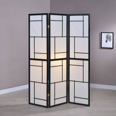 August 3-Panel Room Divider Folding Shoji Screen BlackBlack