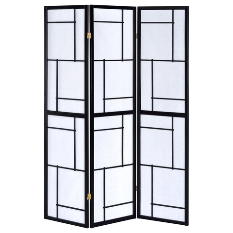 August 3-Panel Room Divider Folding Shoji Screen BlackBlack