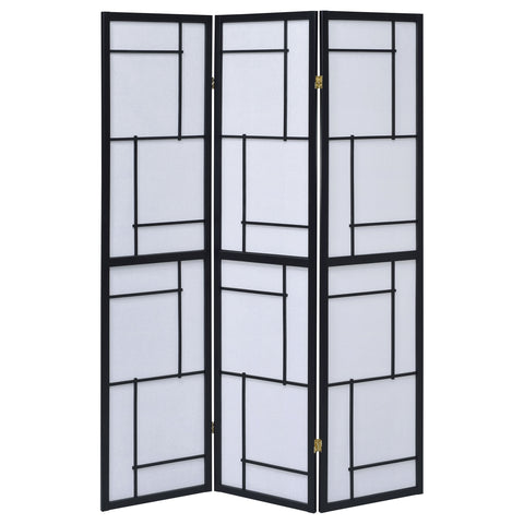 August 3-Panel Room Divider Folding Shoji Screen BlackBlack