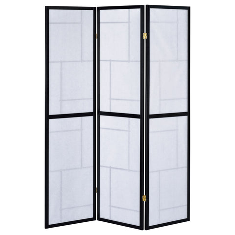 August 3-Panel Room Divider Folding Shoji Screen BlackBlack