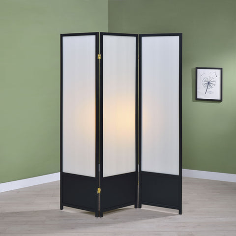 Sadler 3-Panel Room Divider Folding Shoji Screen BlackBlack