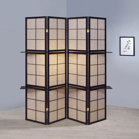 Riddell 4-Panel Room Divider Folding Shoji Screen CappuccinoCappuccino