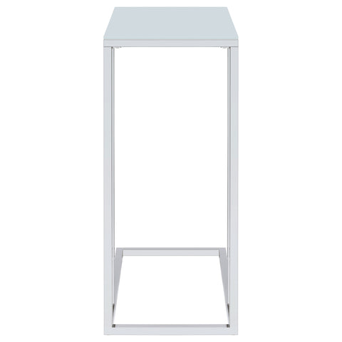Maverick Glass Top C-Shaped Sofa Side Table ChromeChrome