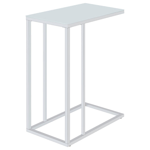 Maverick Glass Top C-Shaped Sofa Side Table ChromeChrome