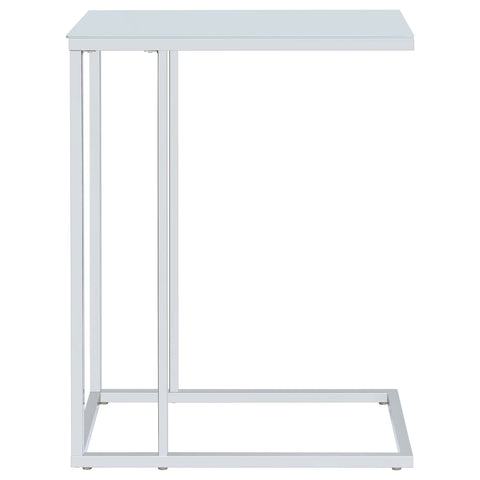 Maverick Glass Top C-Shaped Sofa Side Table ChromeChrome