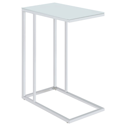 Maverick Glass Top C-Shaped Sofa Side Table ChromeChrome