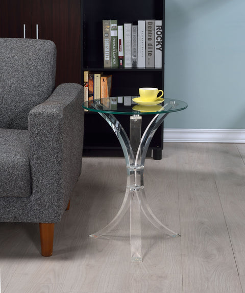 Elena Round Glass Top Acrylic Side Table ClearClear