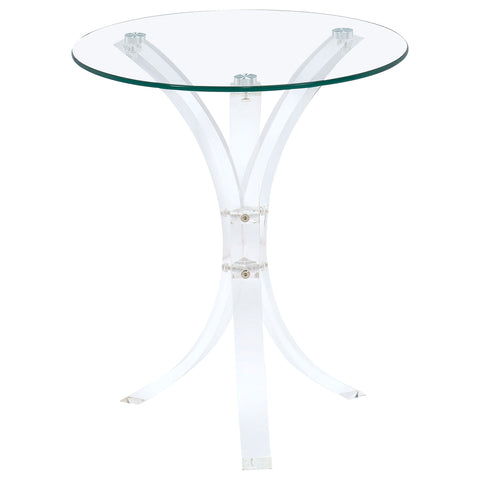 Elena Round Glass Top Acrylic Side Table ClearClear