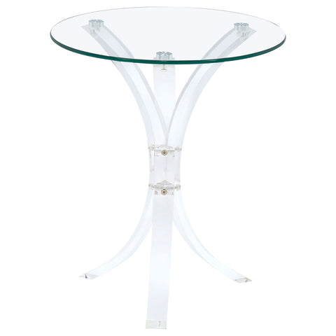 Elena Round Glass Top Acrylic Side Table ClearClear
