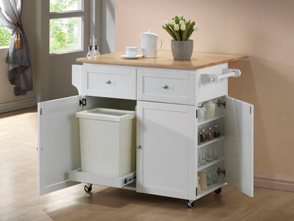 Fletcher 3-door Mobile Kitchen Cart Natural Brown and WhiteWhite