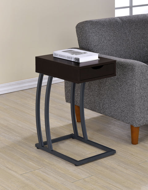 Hartford 1-drawer C-Shaped Side Table Power Outlet CappuccinoCappuccino