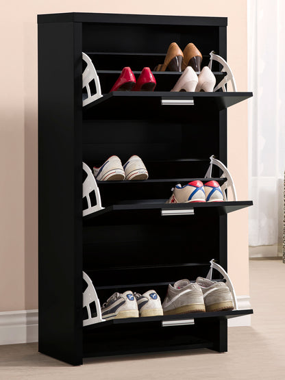 Voula 3-drawer Engineered Wood Shoe Cabinet BlackBlack