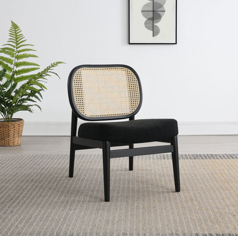 Zayas Rattan Cane Back Accent Chair with Padded Seat Black