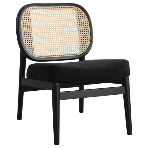 Zayas Rattan Cane Back Accent Chair with Padded Seat Black