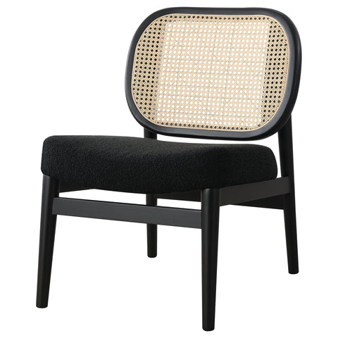Zayas Rattan Cane Back Accent Chair with Padded Seat Black