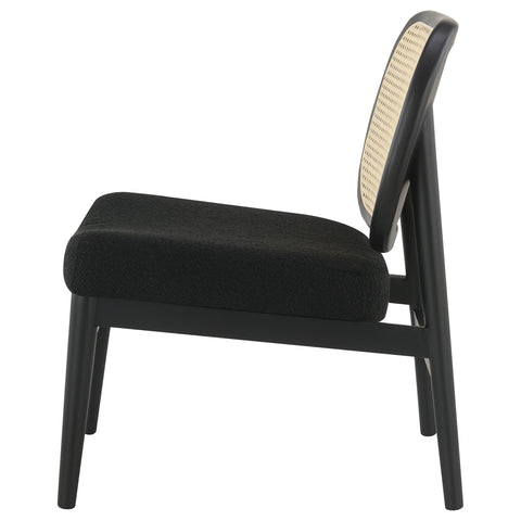 Zayas Rattan Cane Back Accent Chair with Padded Seat Black