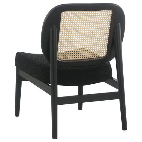 Zayas Rattan Cane Back Accent Chair with Padded Seat Black