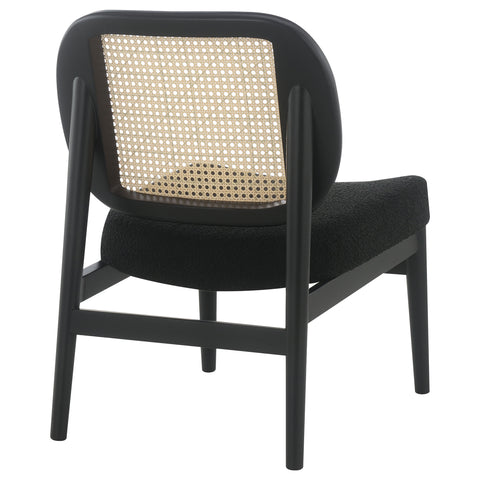 Zayas Rattan Cane Back Accent Chair with Padded Seat Black