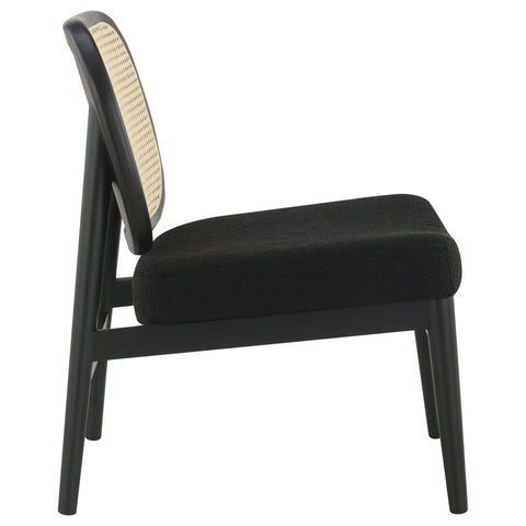 Zayas Rattan Cane Back Accent Chair with Padded Seat Black