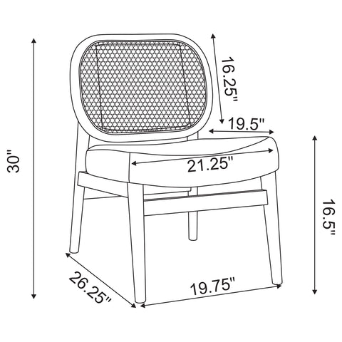 Zayas Rattan Cane Back Accent Chair with Padded Seat Black