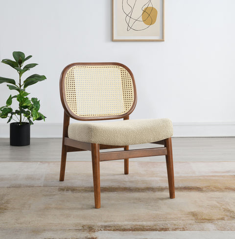 Zayas Rattan Cane Back Accent Chair with Padded Seat Camel