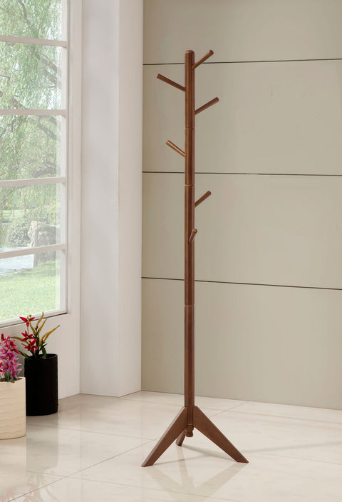 Osborne 6 Hook Freestanding Wood Coat Rack Hat Hanger WalnutWalnut