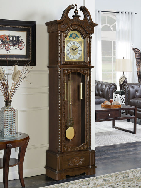 Bidwell Grandfather Clock with Adjustable Chime Golden BrownGolden Brown