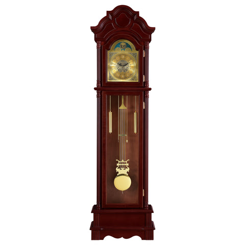 Alameda Grandfather Clock with Adjustable Chime Brown RedBrown Red