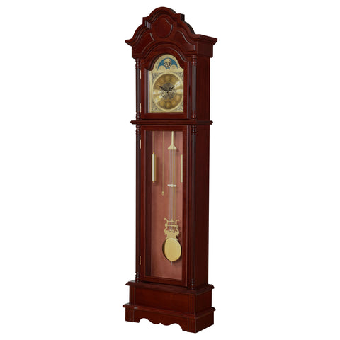 Alameda Grandfather Clock with Adjustable Chime Brown RedBrown Red