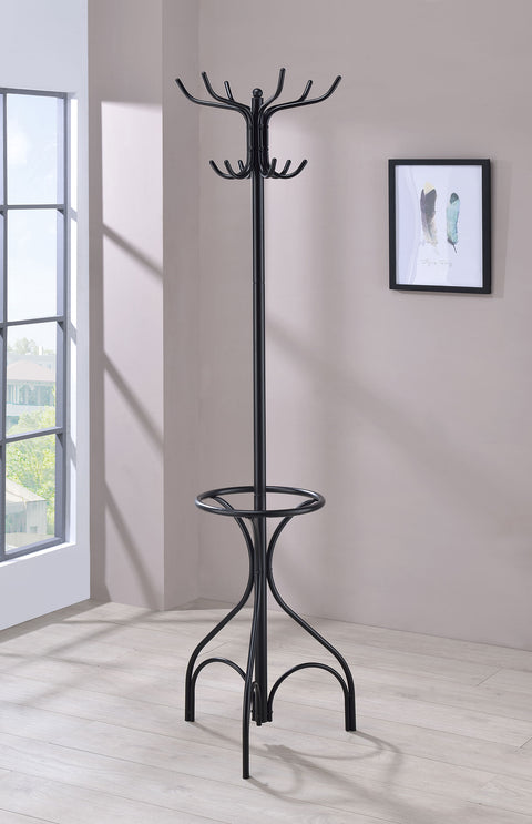 Altus 12 Hook Freestanding Metal Coat Rack Hat Hanger BlackBlack