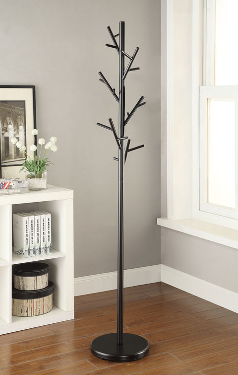 Gwynn 18 Hook Freestanding Metal Coat Rack Hat Hanger BlackBlack