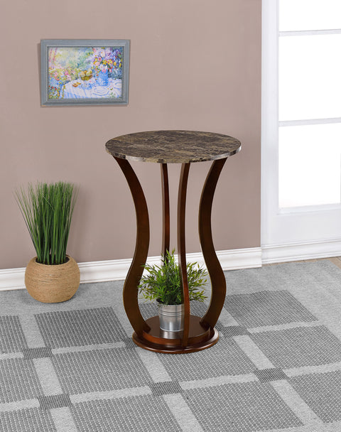 Colella Round Faux Marble Top Accent Side Table BrownBrown