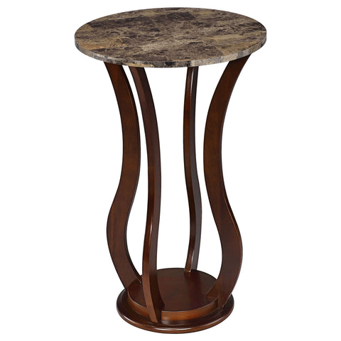 Colella Round Faux Marble Top Accent Side Table BrownBrown