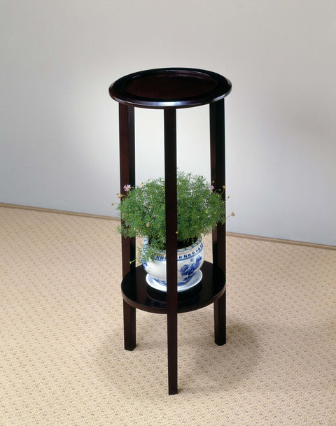 Pippa 1-shelf Round Wood Plant Stand Side Table EspressoEspresso
