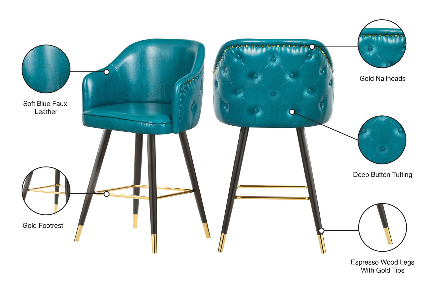 romaine blue faux leather counter/bar stool c