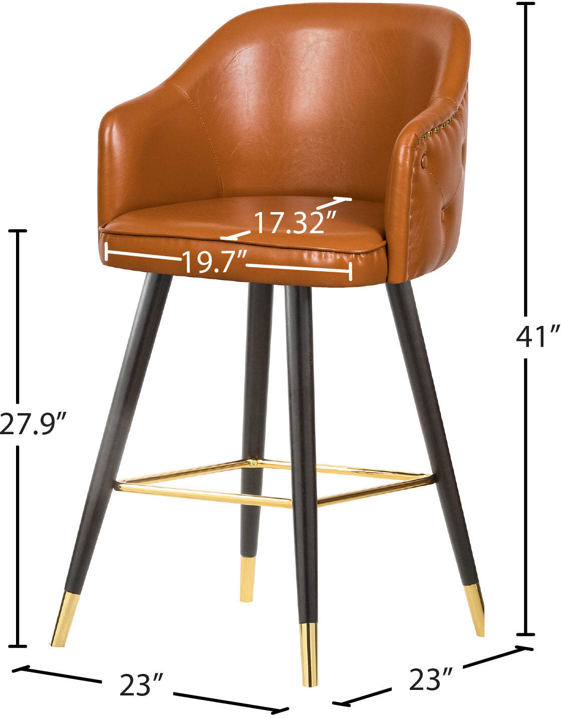 romaine cognac faux leather counter/bar stool c