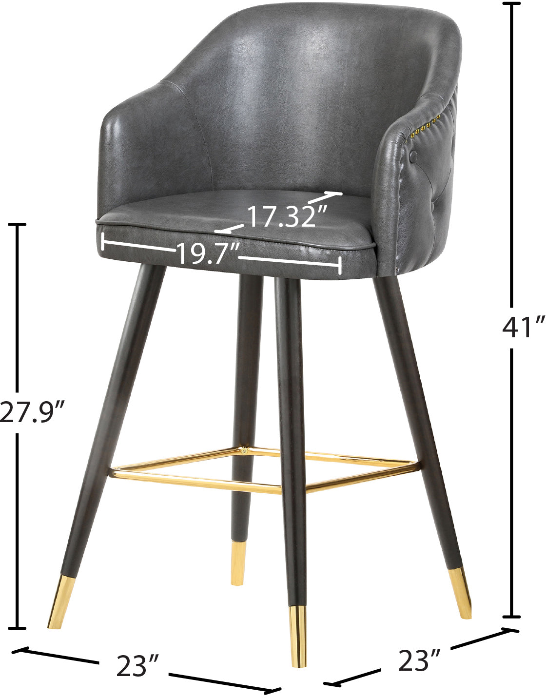 romaine grey faux leather counter/bar stool c